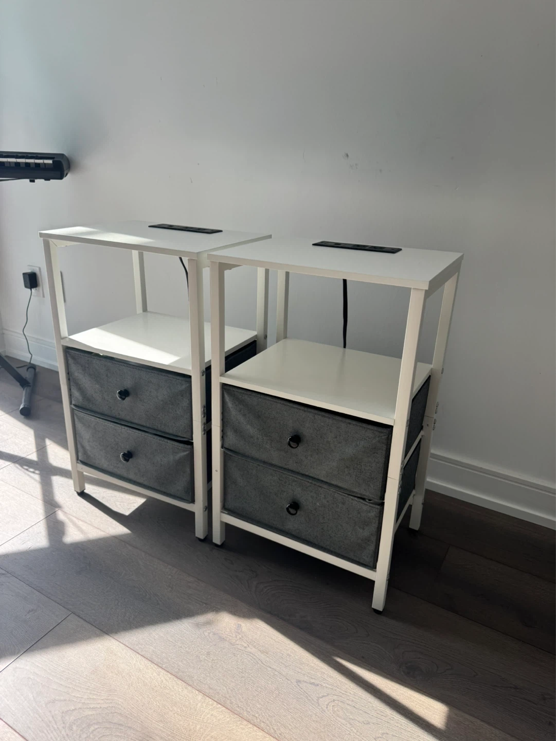 White Nightstands with Built-in USB and Power Outlets (Set of 2) - photo 3