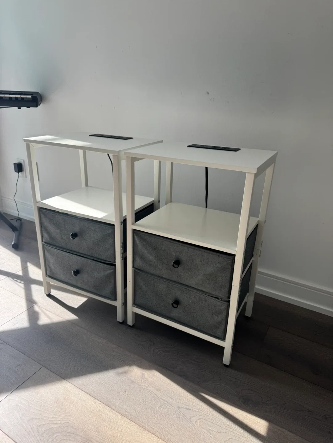 White Nightstands with Built-in USB and Power Outlets (Set of 2) - photo 3