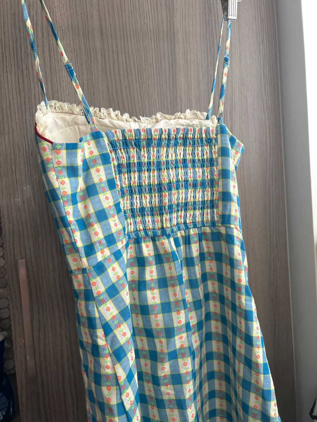 XS Blue Gingham Smocked Sundress - photo 2