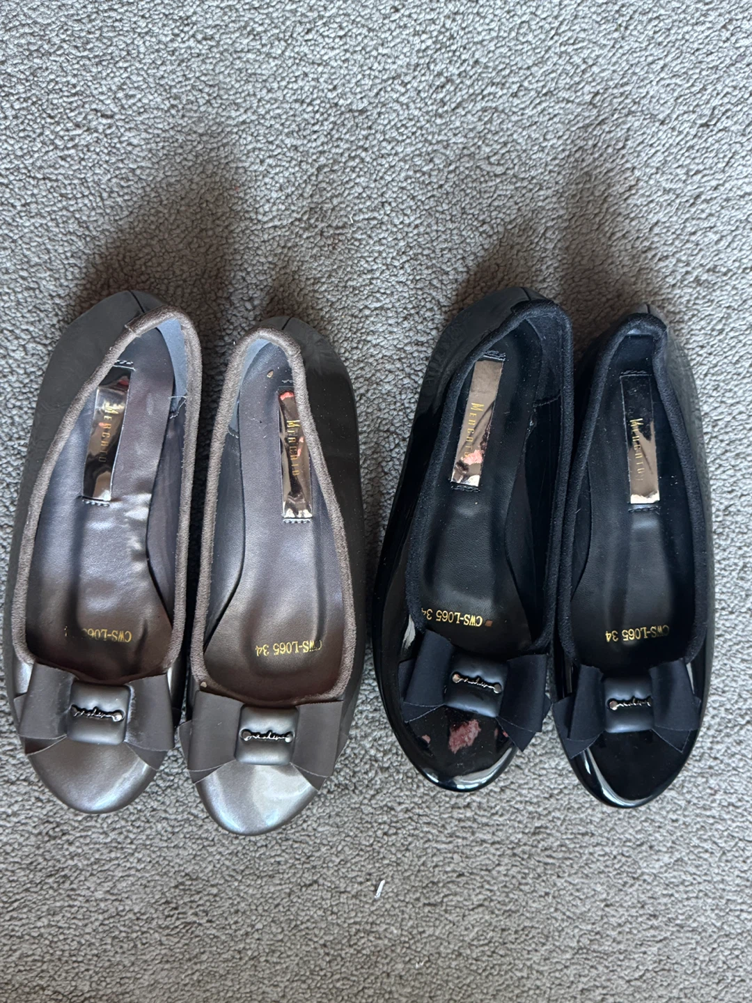 Mercato Black Patent Ballet Flats Size 34