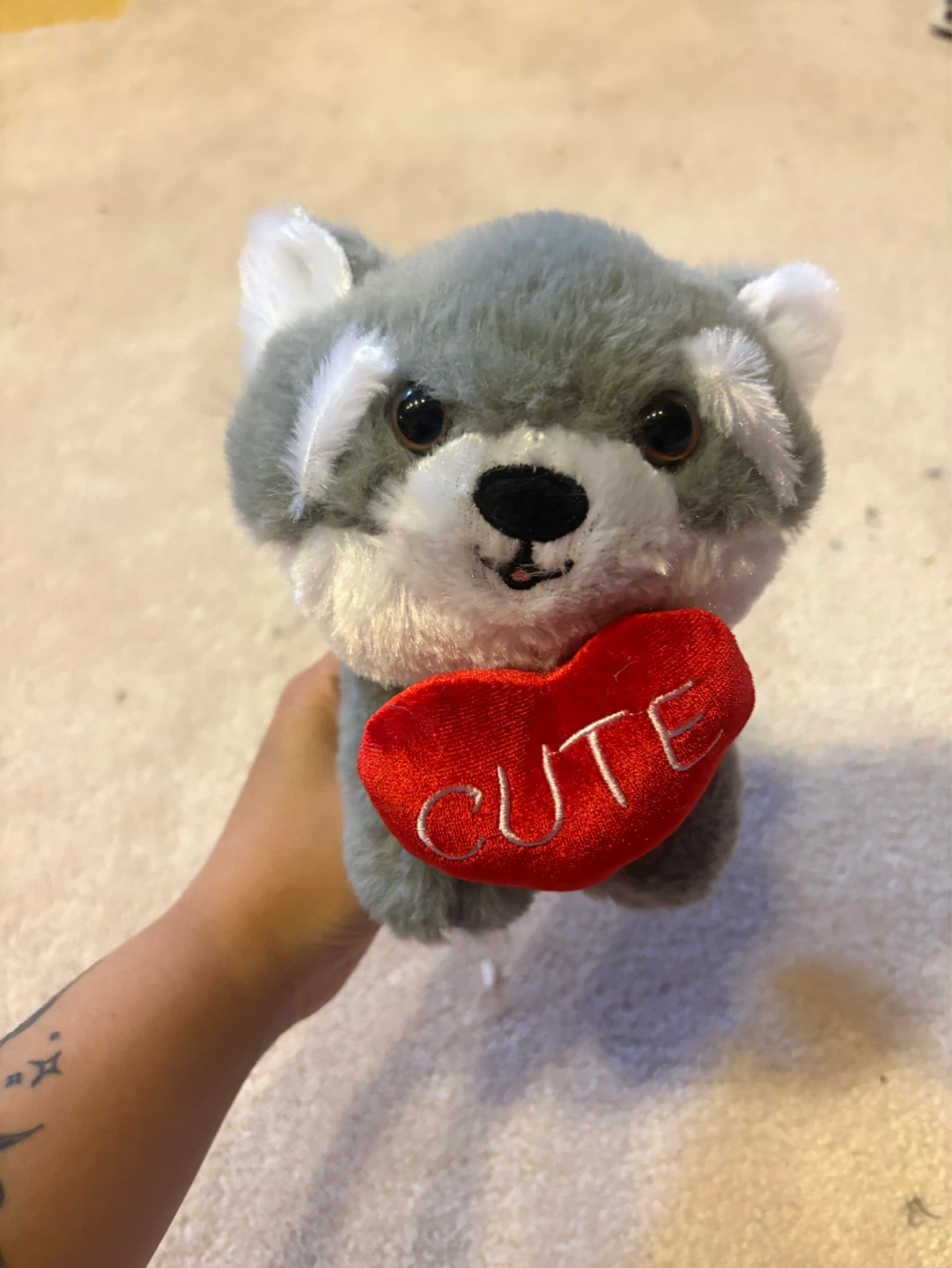 Plush Wolf Stuffed Animal with "CUTE" Heart