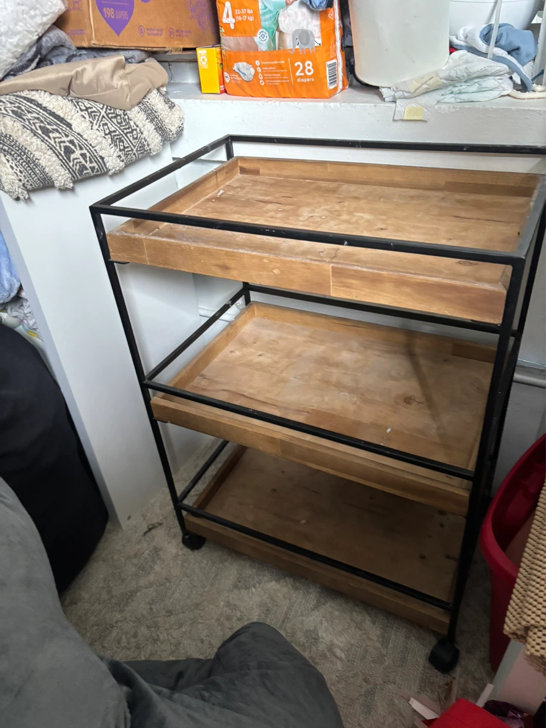 3-Tier Metal and Wood Rolling Cart - photo 4