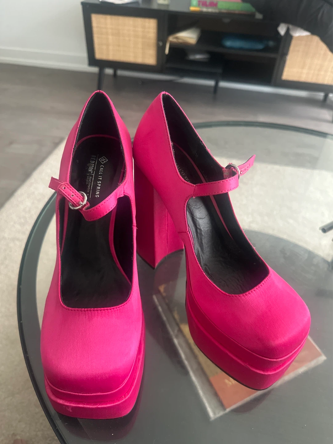 Call It Spring Pink Satin Platform Mary Jane Heels - photo 2