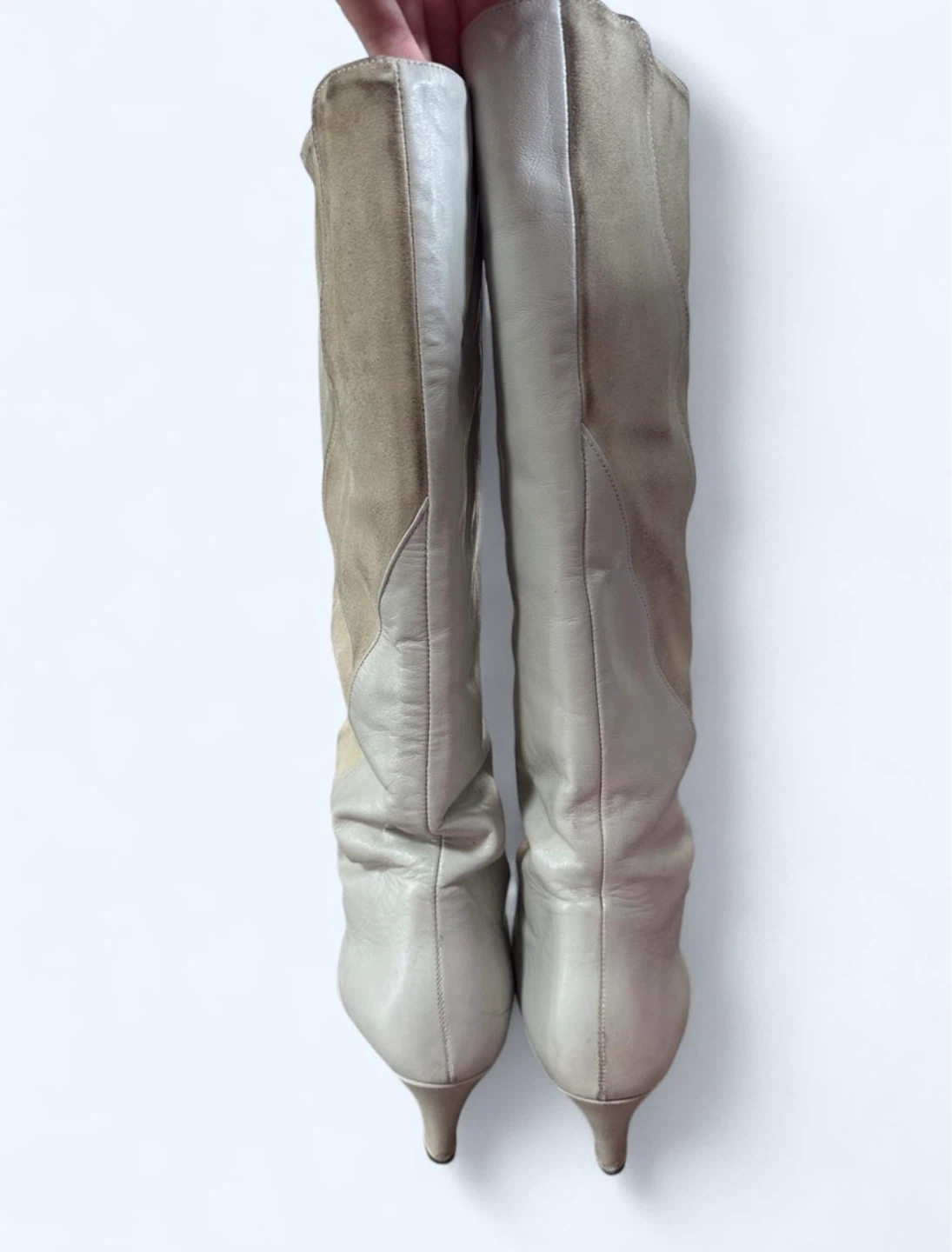Andrew Paone Cream Leather Knee-High Boots - photo 4