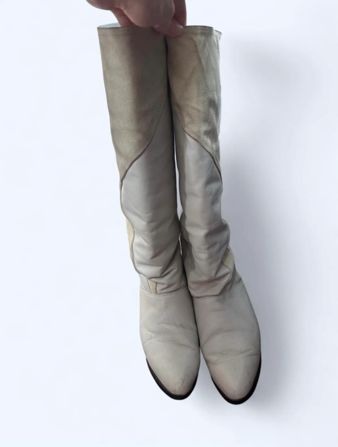 Andrew Paone Cream Leather Knee-High Boots - photo 2