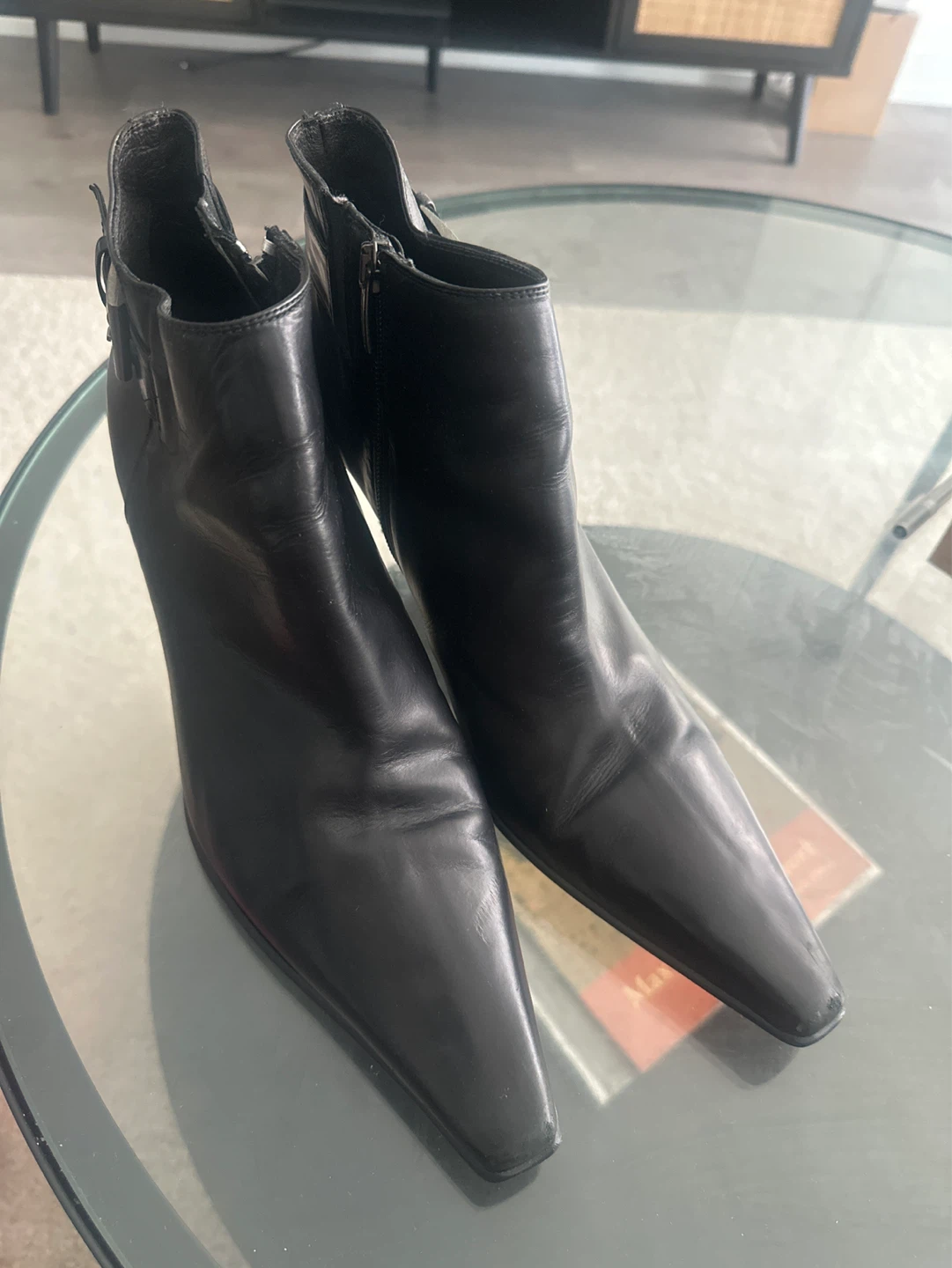 Black Leather Ankle Boots