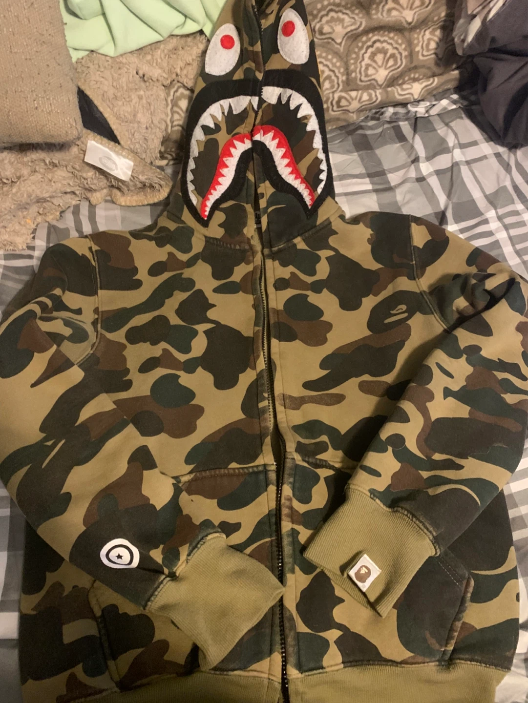 Bape hoodie shark green camo