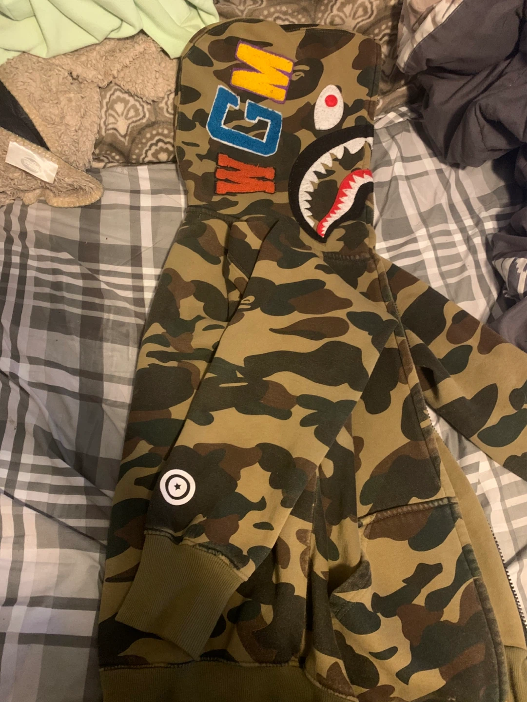 Bape hoodie shark green camo - photo 2