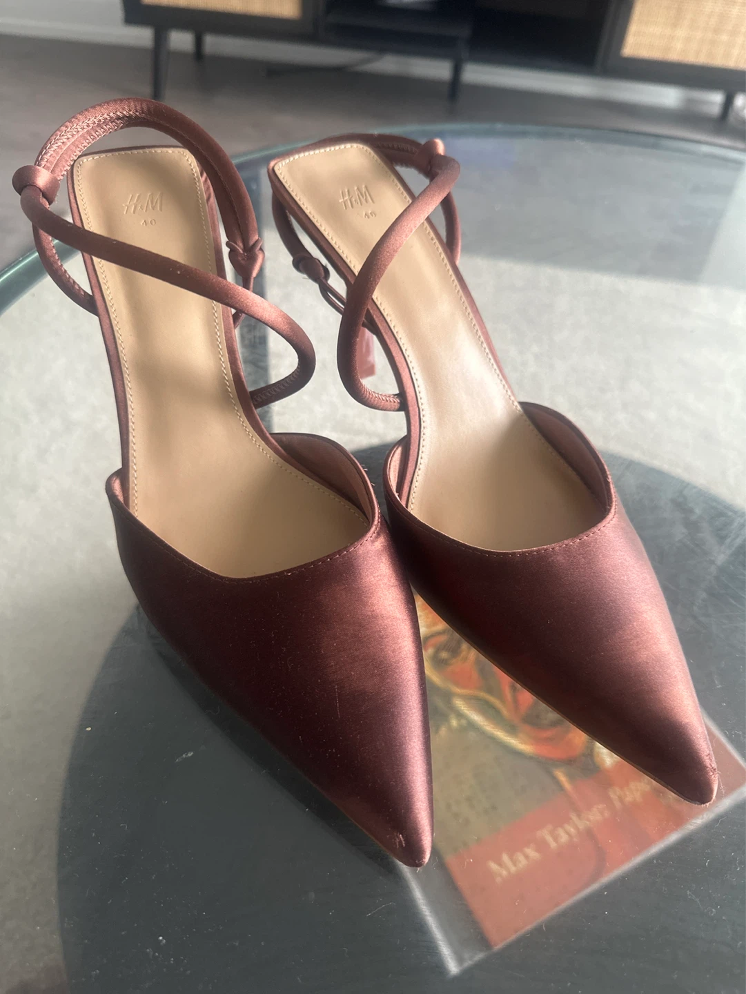 H&M Women's Slingback Heels - Rose Gold Satin