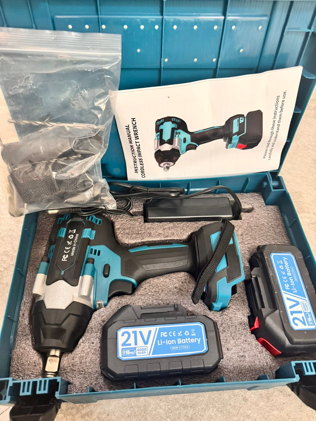 21V Cordless Impact Wrench Kit with Batteries and Charger