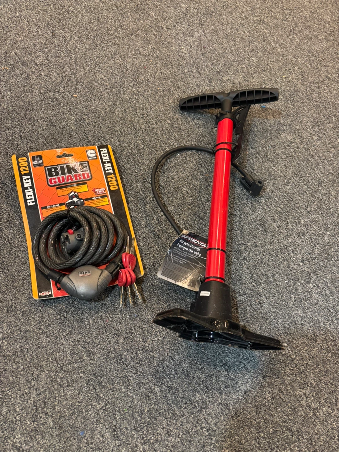 PROCYON Bike Pump and BIKE GUARD Flexi-Key 1200 Lock