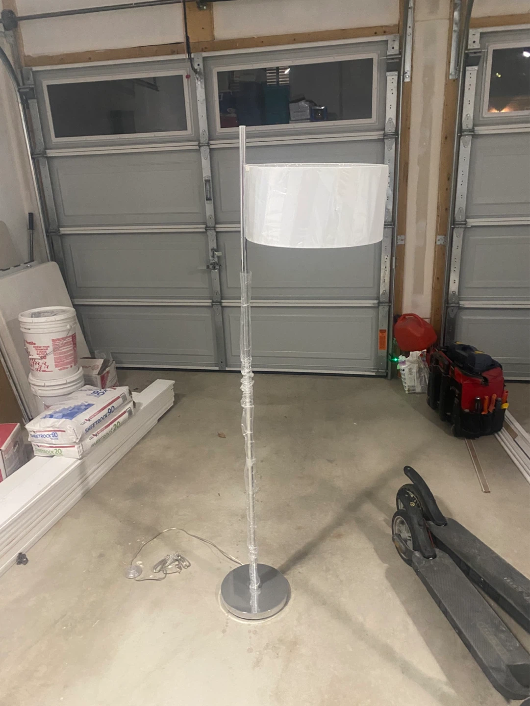Modern Floor Lamp with White Drum Shade