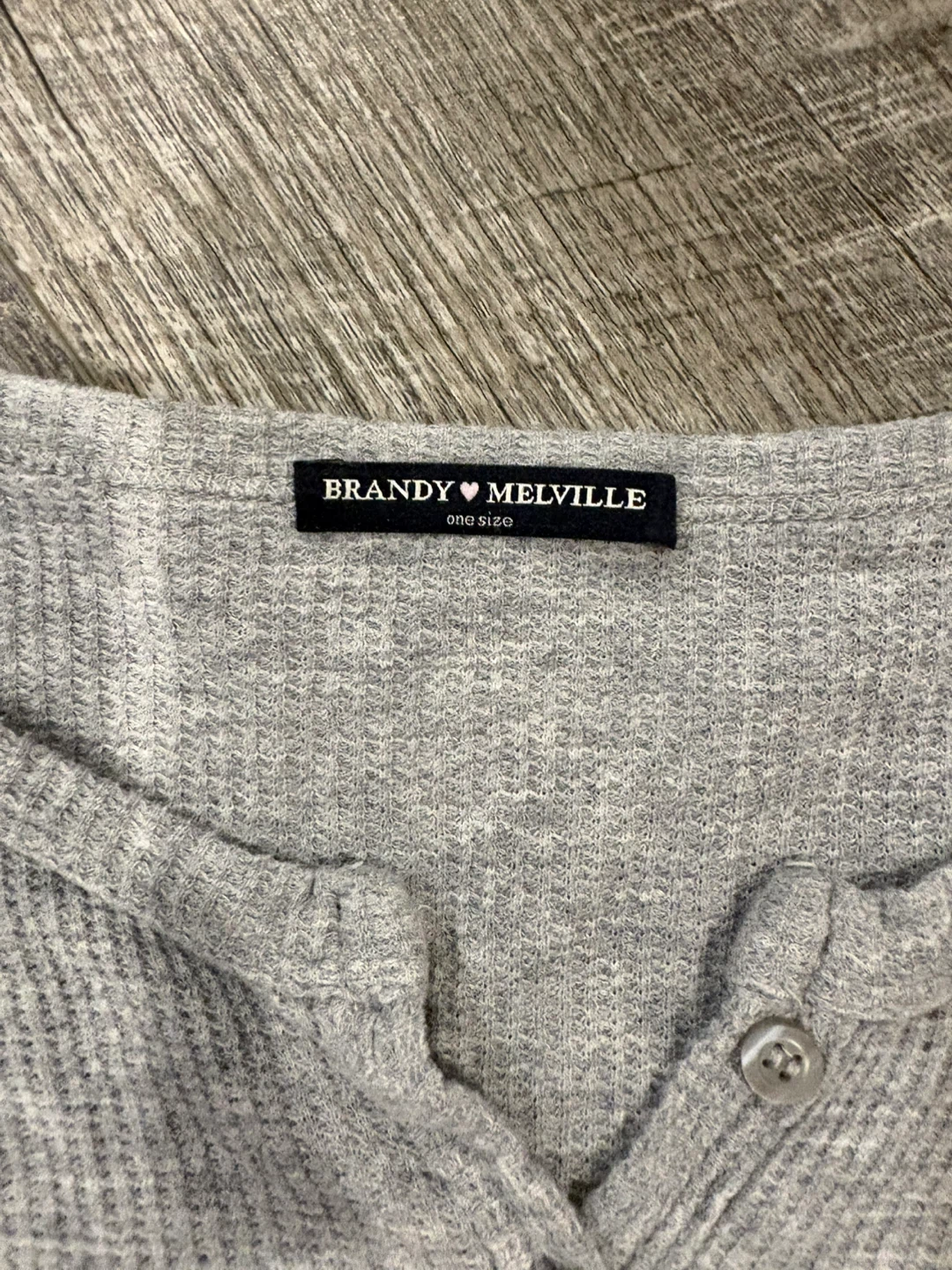 Brandy Melville Grey Long Sleeve Henley Top - photo 2