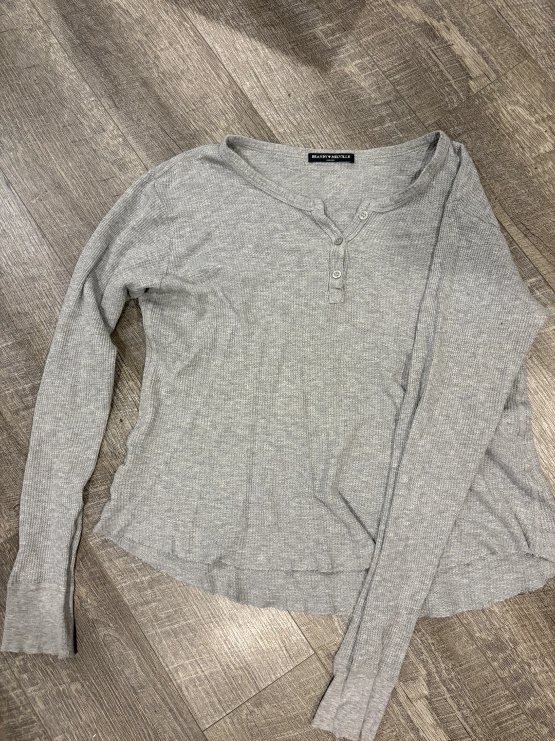 Brandy Melville Grey Long Sleeve Henley Top