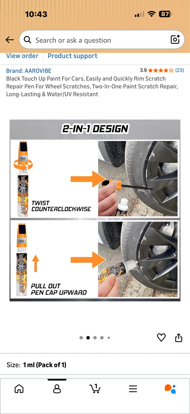 AAROVIBE Black Touch Up Paint Pen for Wheel Scratches - photo 3