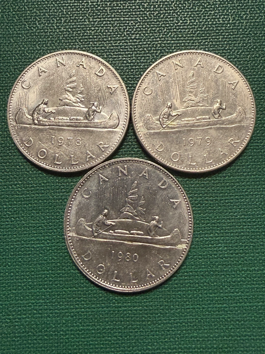 3 x Canadian Dollar Coins - 1978, 1979, 1980