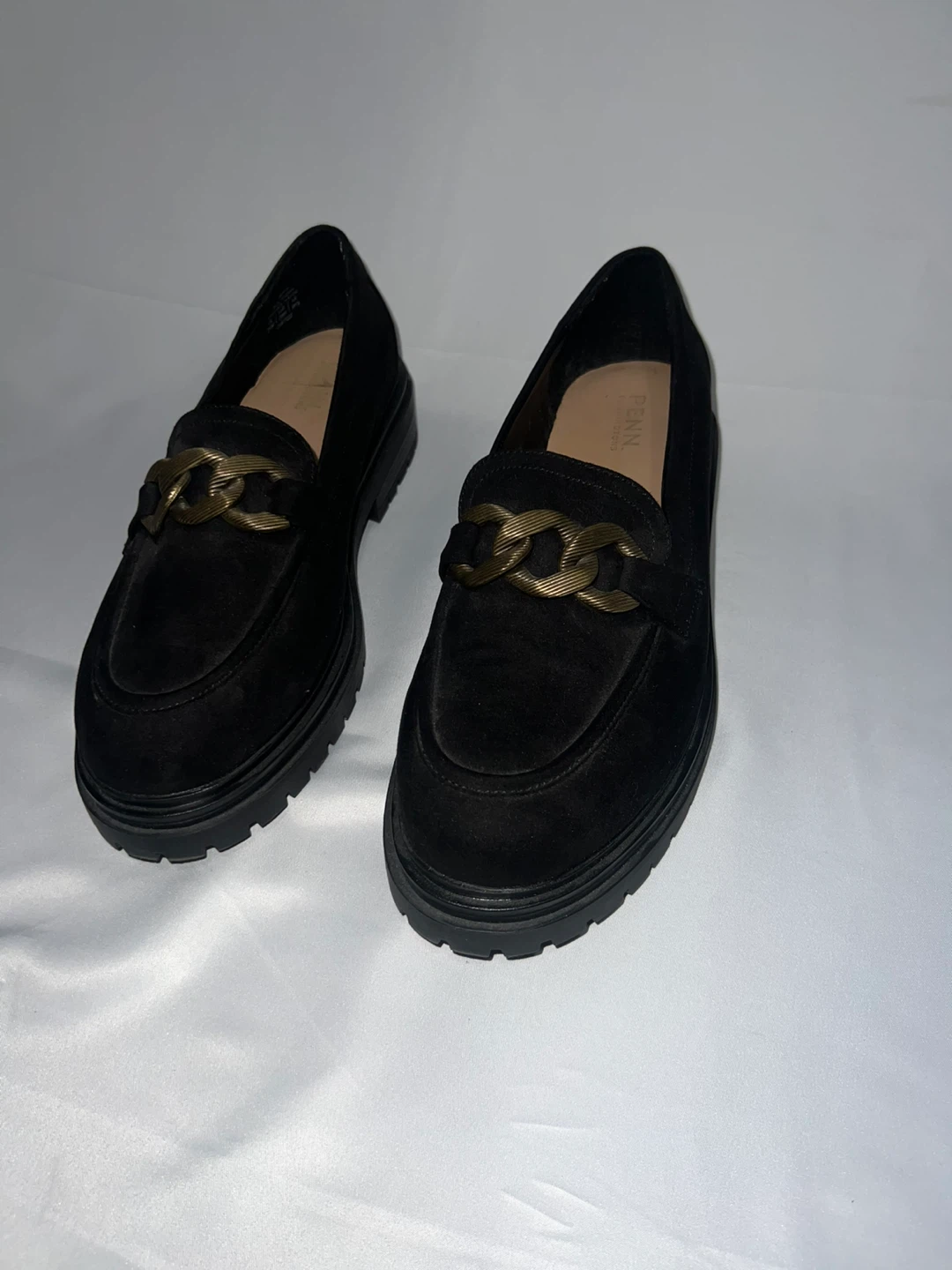 Renn Black Suede Chain Loafers - Size 11W - photo 2