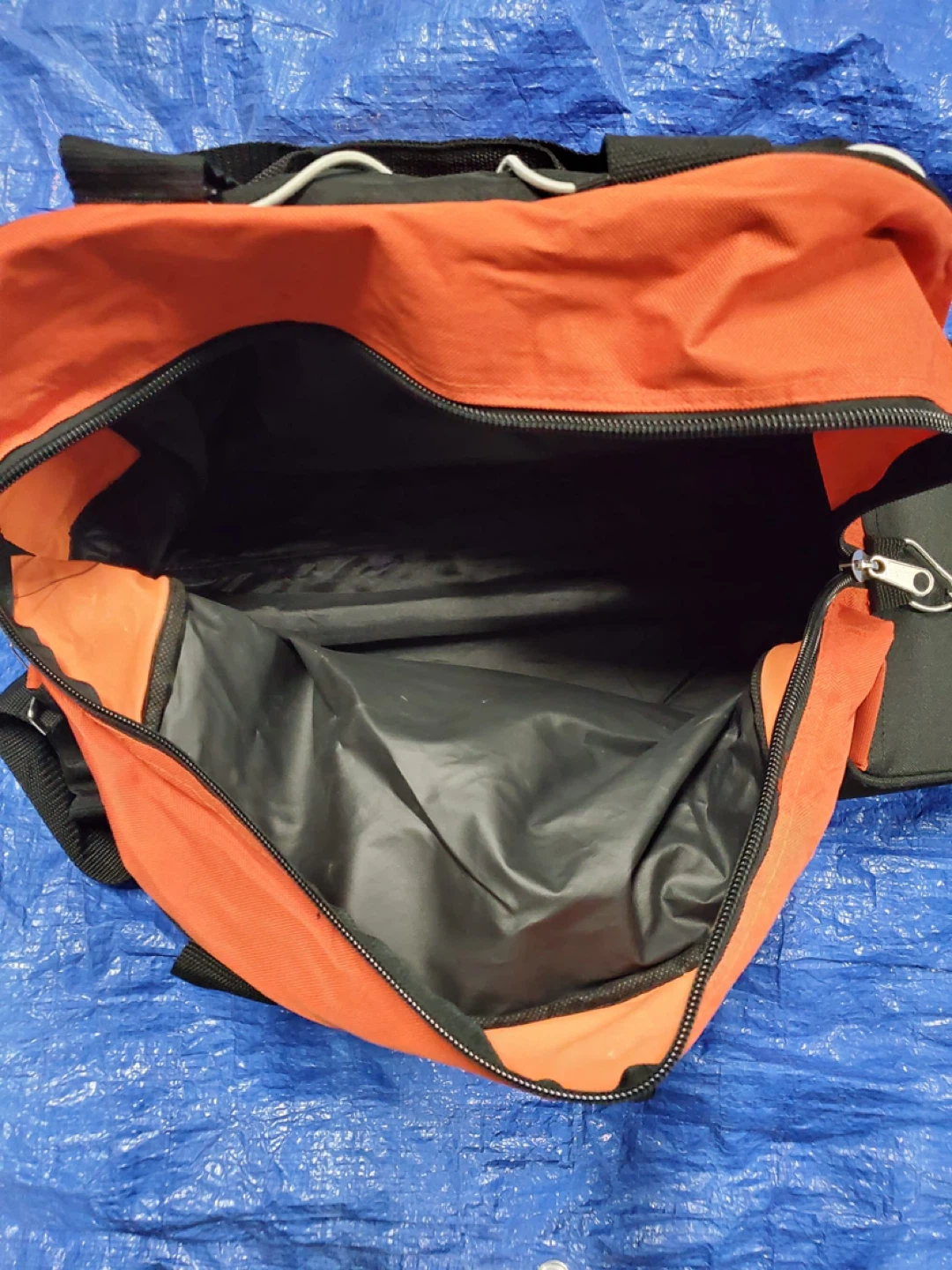 Orange and Black Rolling Duffel Bag with Handle