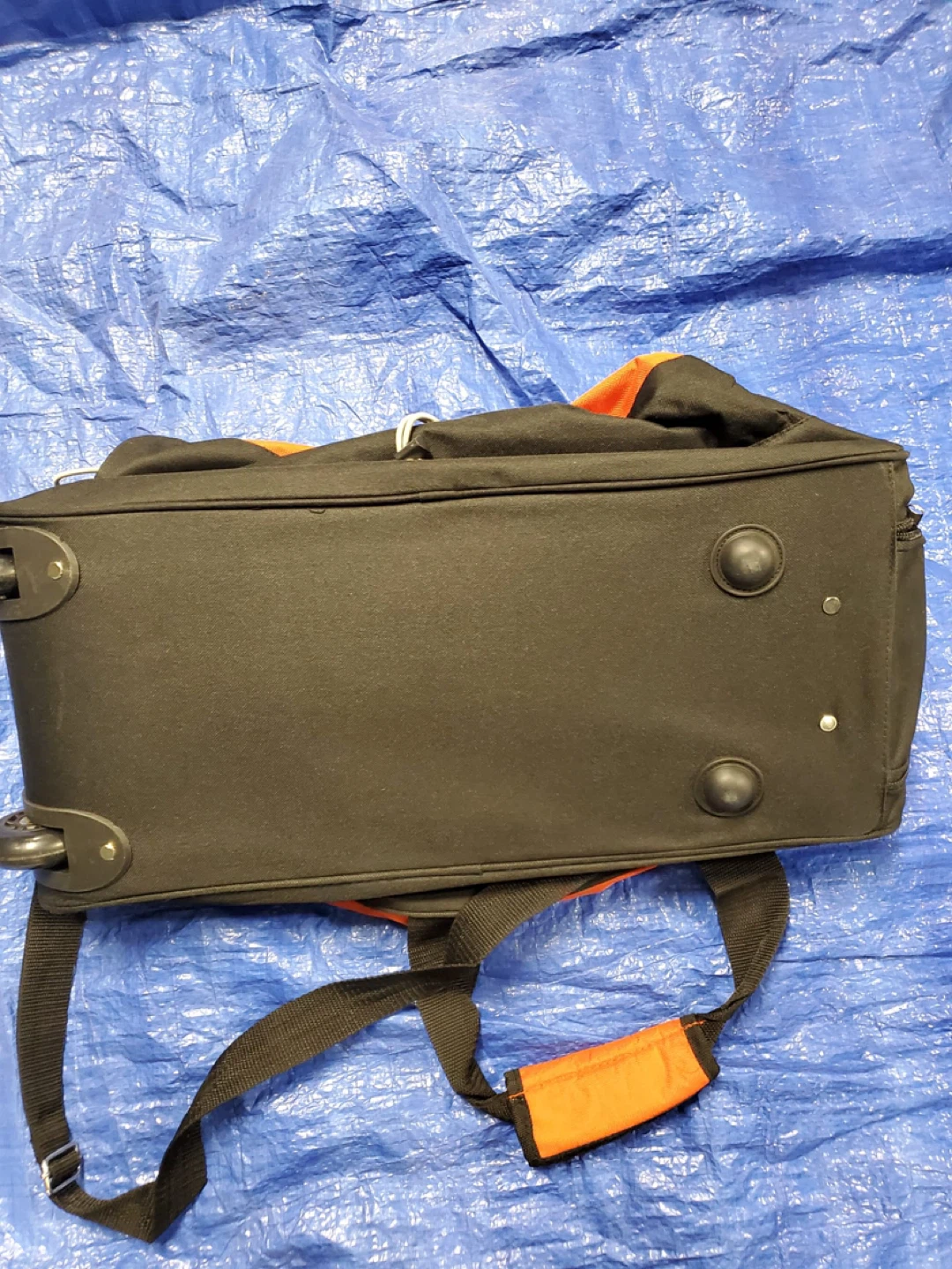 Orange and Black Rolling Duffel Bag with Handle - photo 3