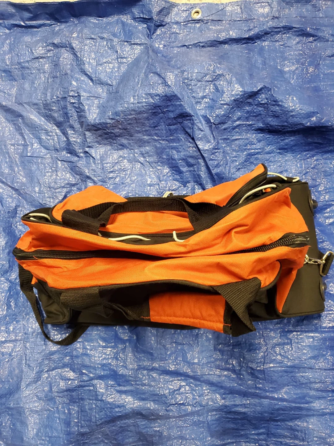 Orange and Black Rolling Duffel Bag with Handle - photo 4