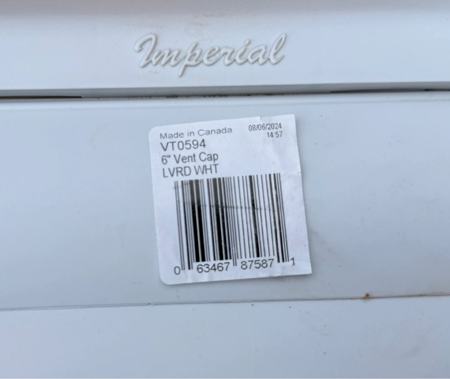 Imperial 6" Vent Cap LVRD WHT