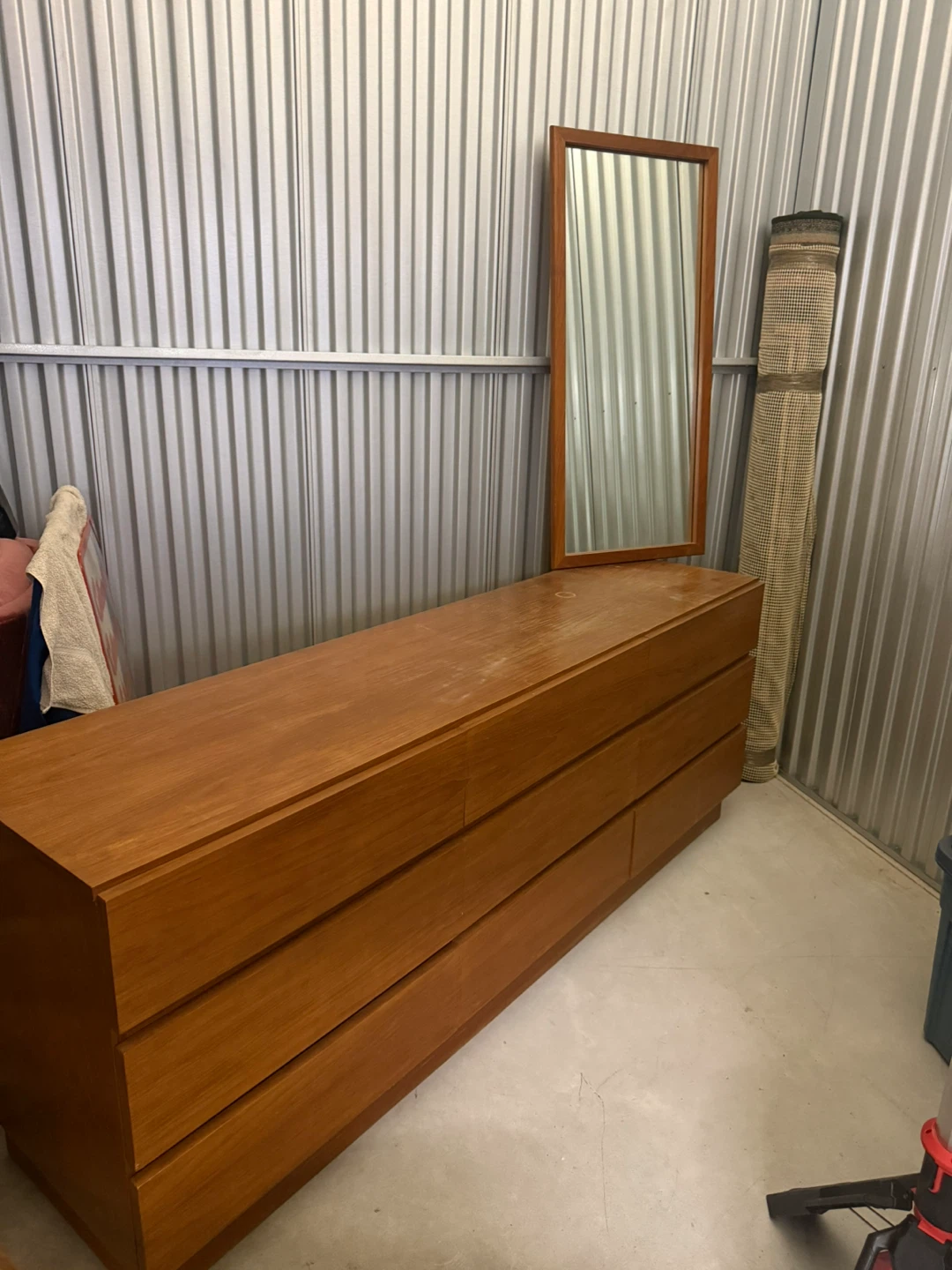 Vintage Mid century teak Dresser with Mirror