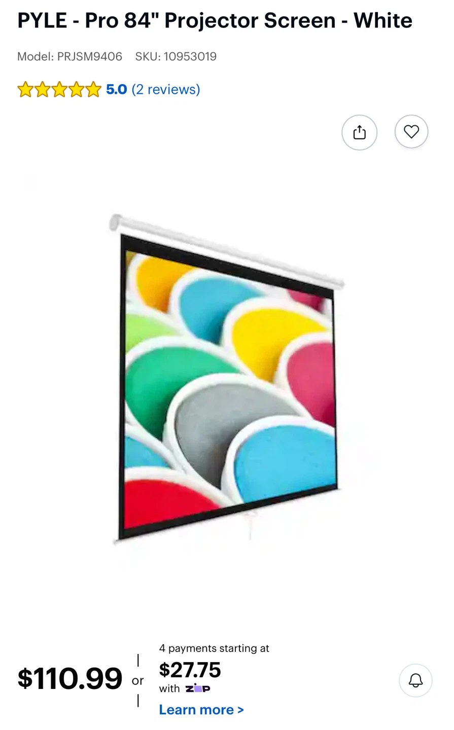 PYLE - Pro 84" Projector Screen - White