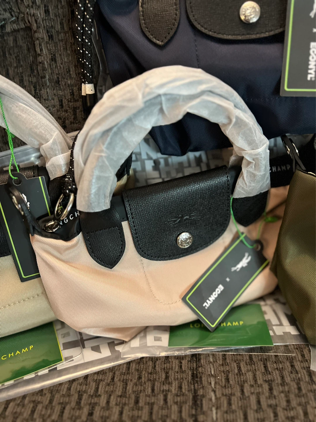 Longchamp Le Pliage Green Mini Top Handle Bag Beige - photo 5
