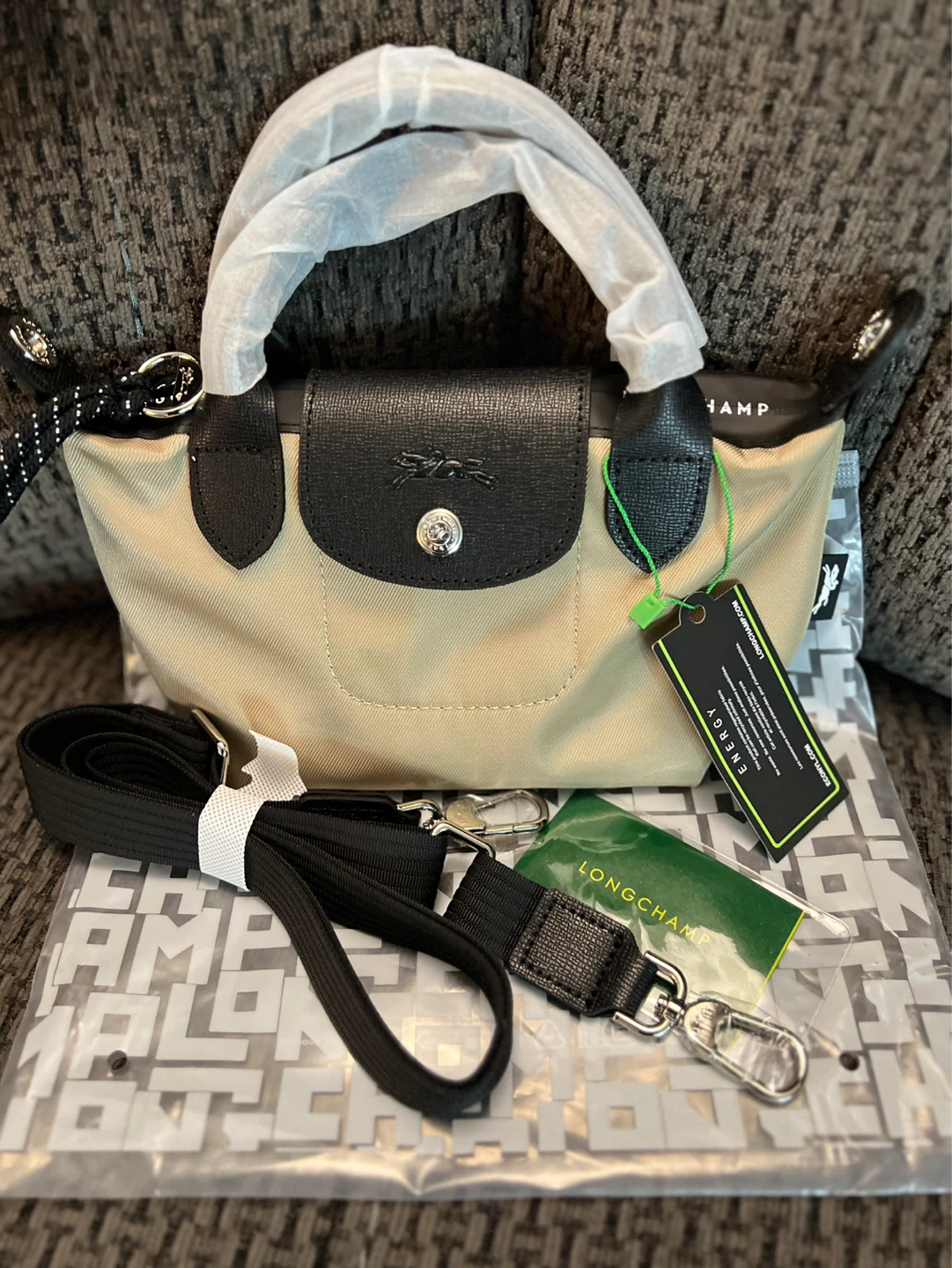 Longchamp Le Pliage Green Mini Top Handle Bag Beige - photo 2