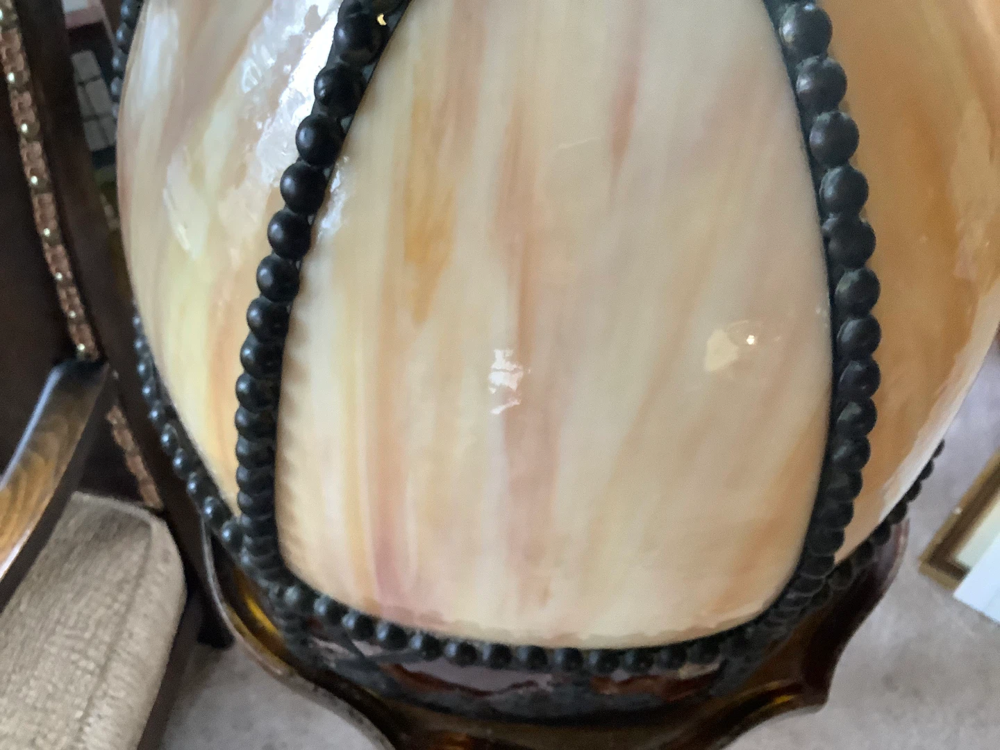 Vt Arts & Crafts 6 Panel Bent Slag Glass Swag Pendant Lamp 🐞 - photo 5