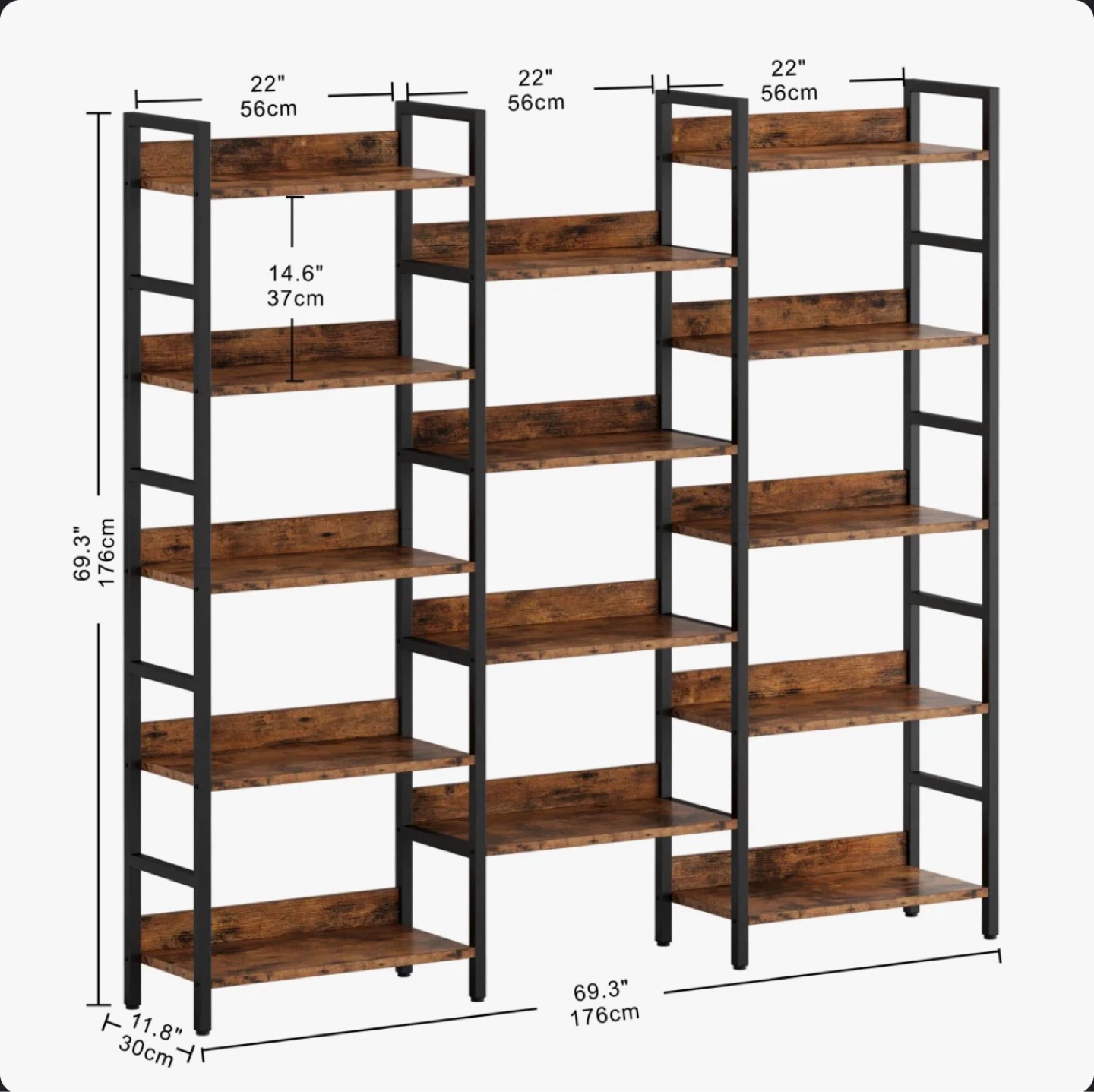 Rustic Brown 5-Tier Bookshelf - photo 3