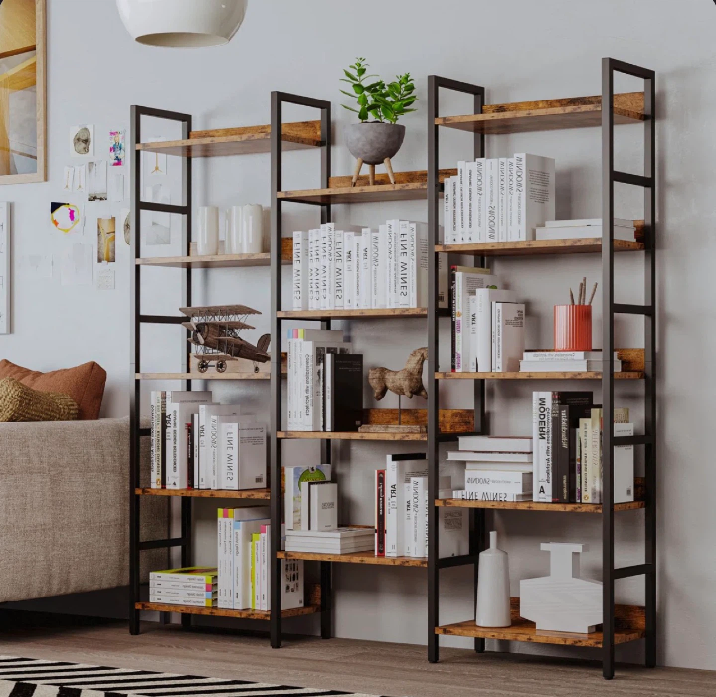 Rustic Brown 5-Tier Bookshelf - photo 5