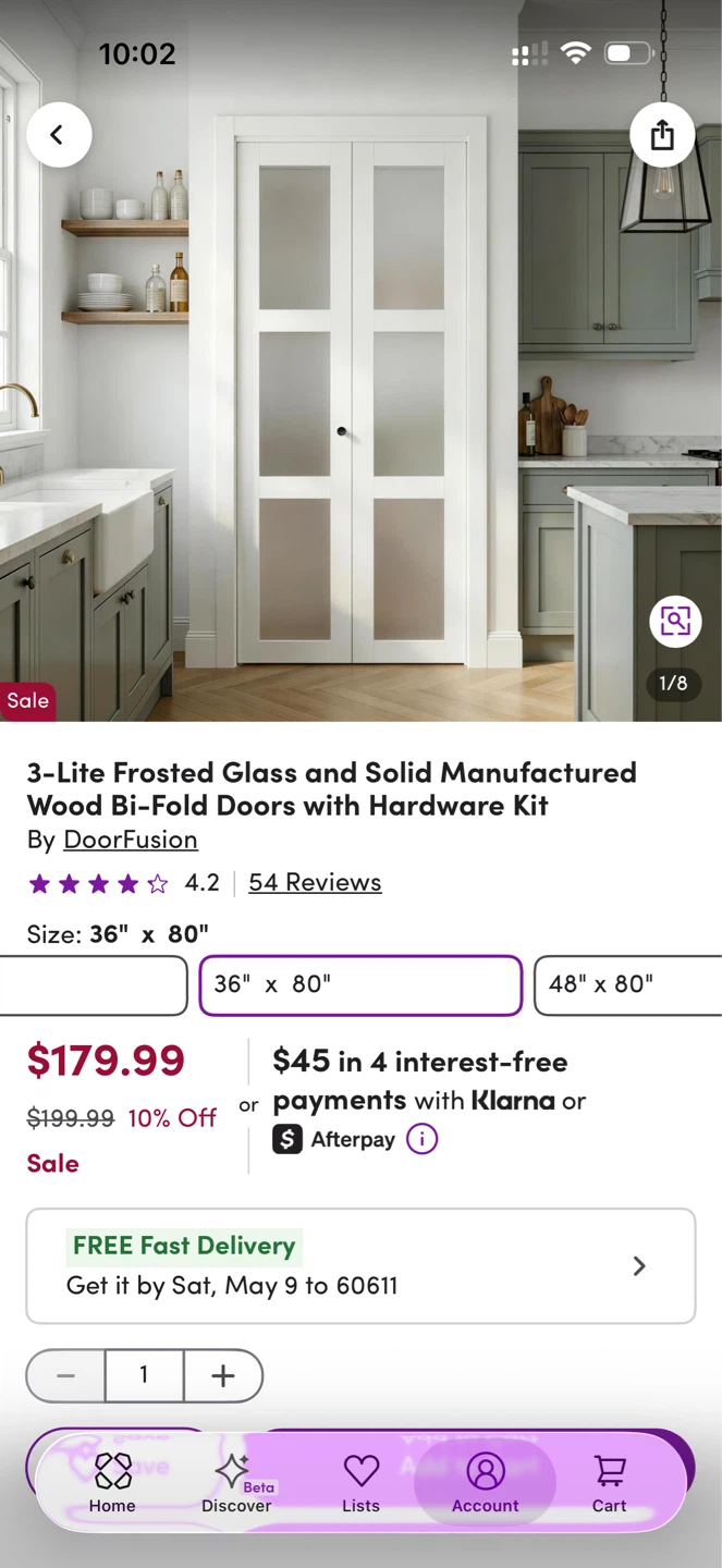 DoorFusion 3-Lite Frosted Glass Bi-Fold Doors with Hardware Kit - photo 2