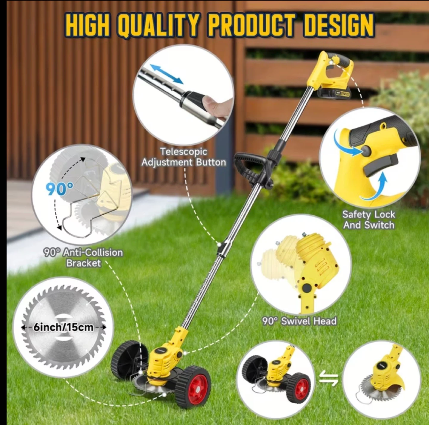 Cordless Electric Grass Trimmer with 2 Batteries - photo 2