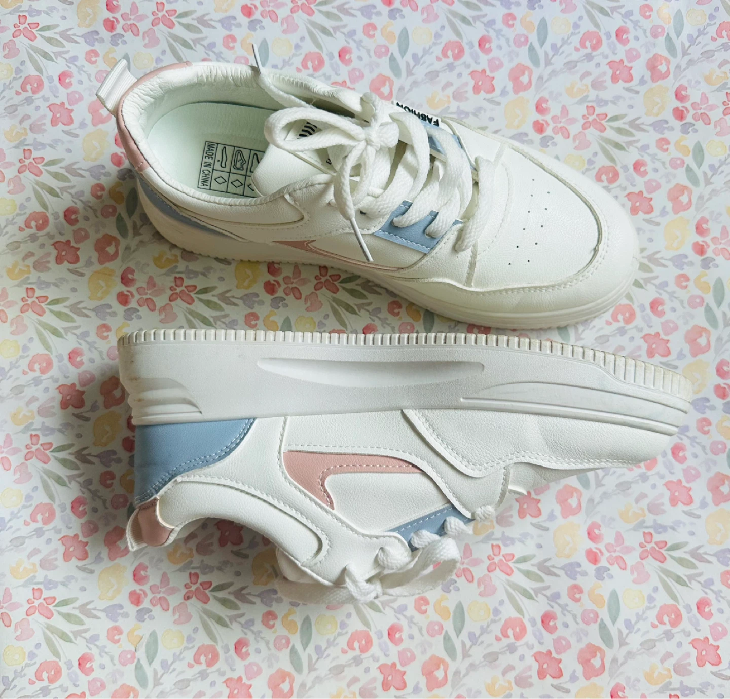 White Fashion Sneakers with Pink and Blue Accents - photo 3
