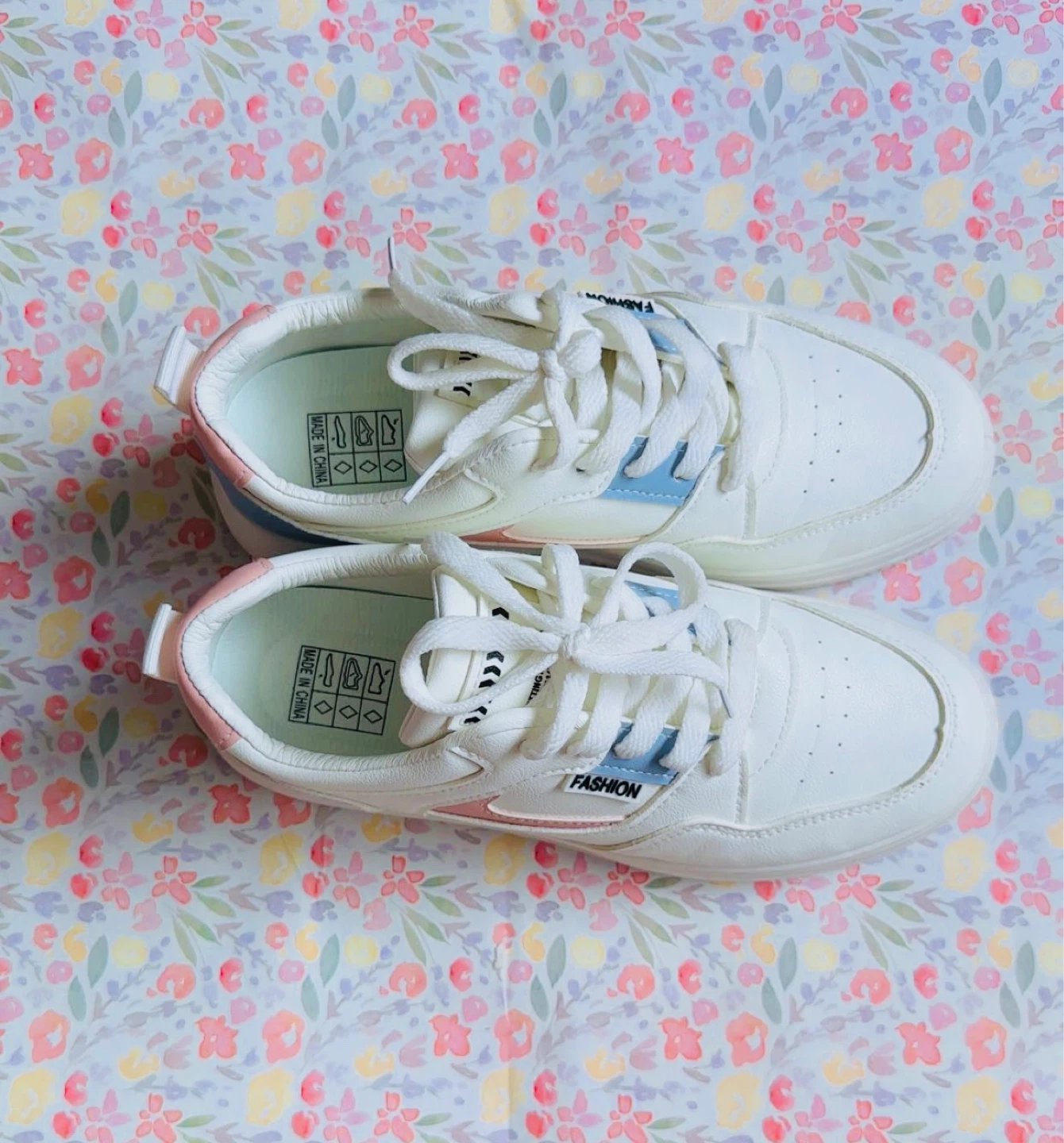 White Fashion Sneakers with Pink and Blue Accents - photo 2