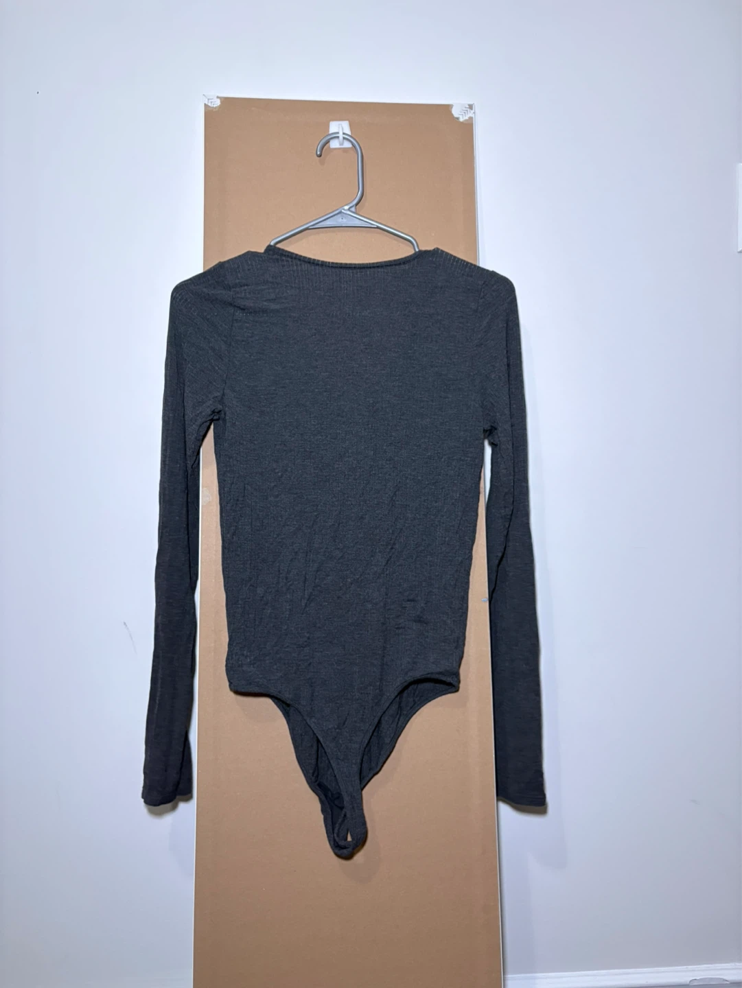 Dark Grey Long Sleeve Henley Bodysuit - photo 2