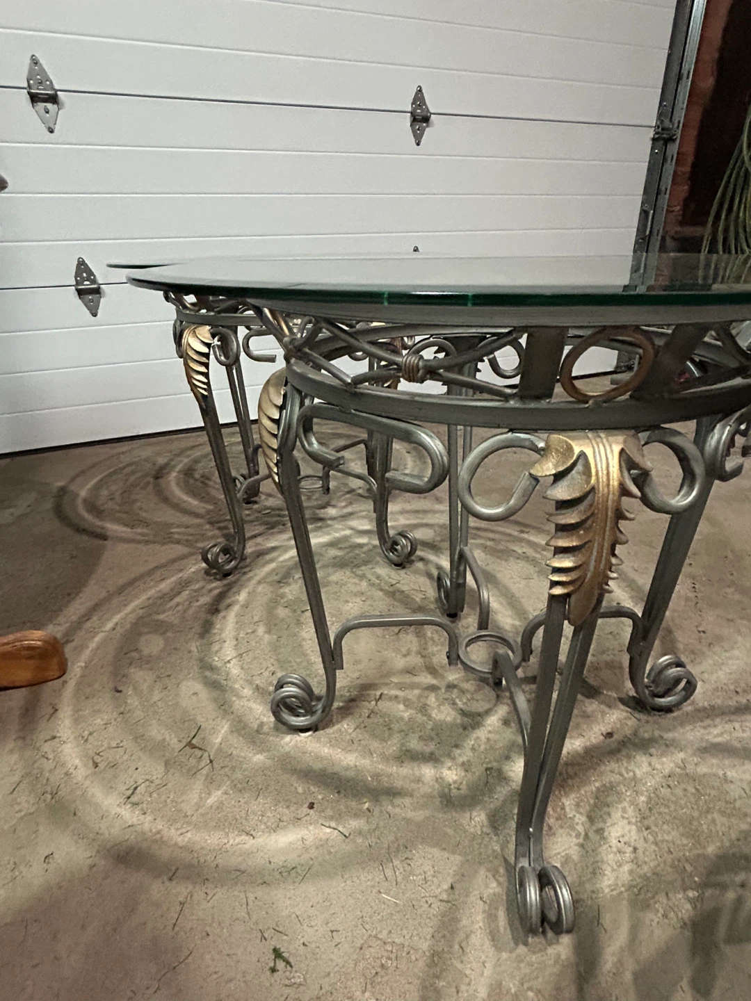 Two Round Glass top metal accent table - photo 4