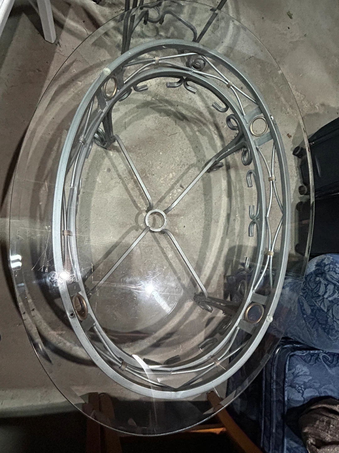 Two Round Glass top metal accent table - photo 3