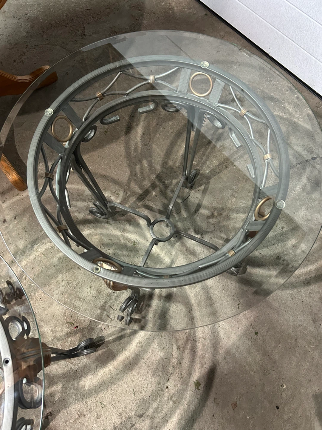 Two Round Glass top metal accent table