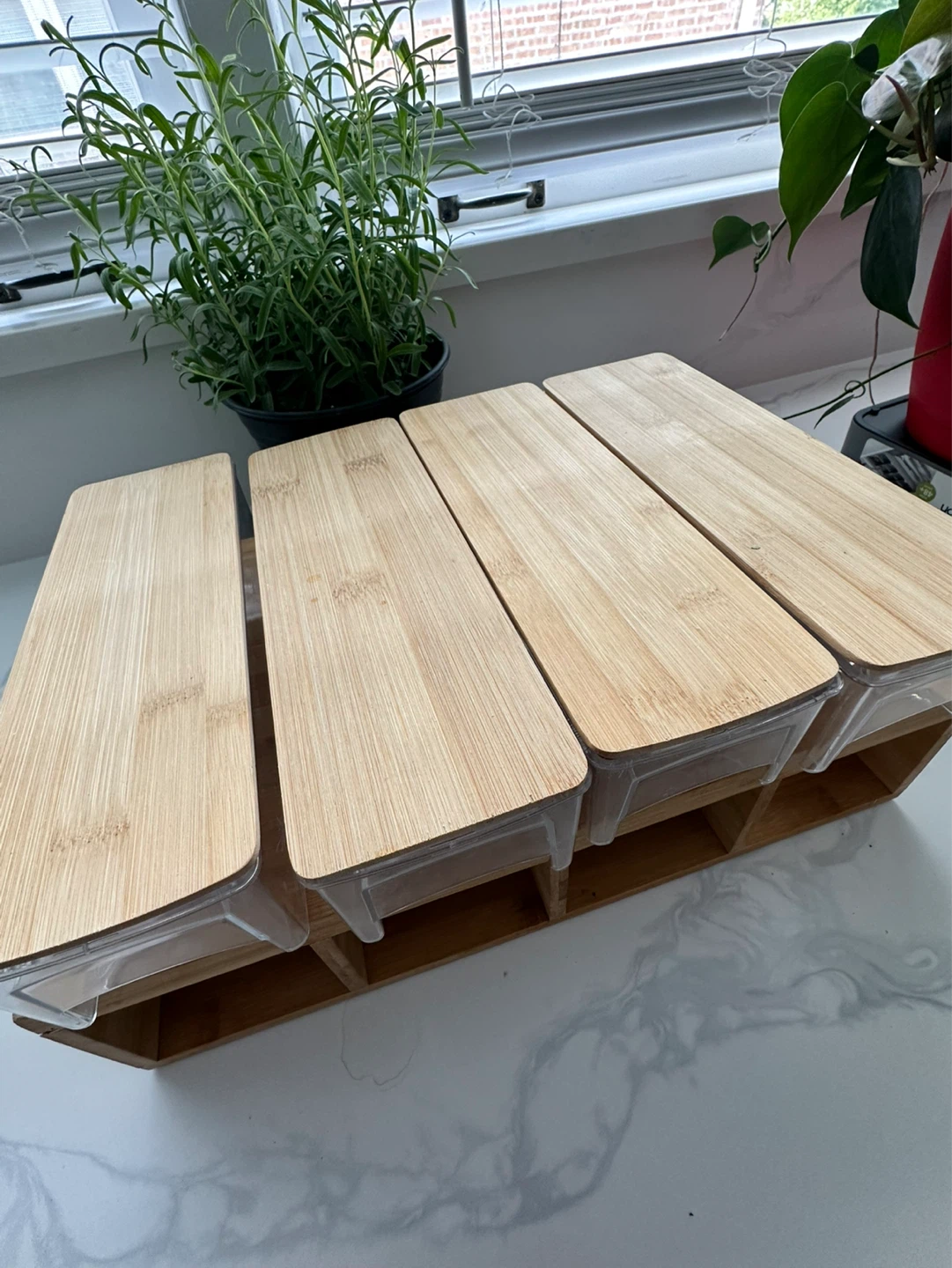 ZEEMBU Bamboo Cutting Board with 4 Storage Drawers - photo 4