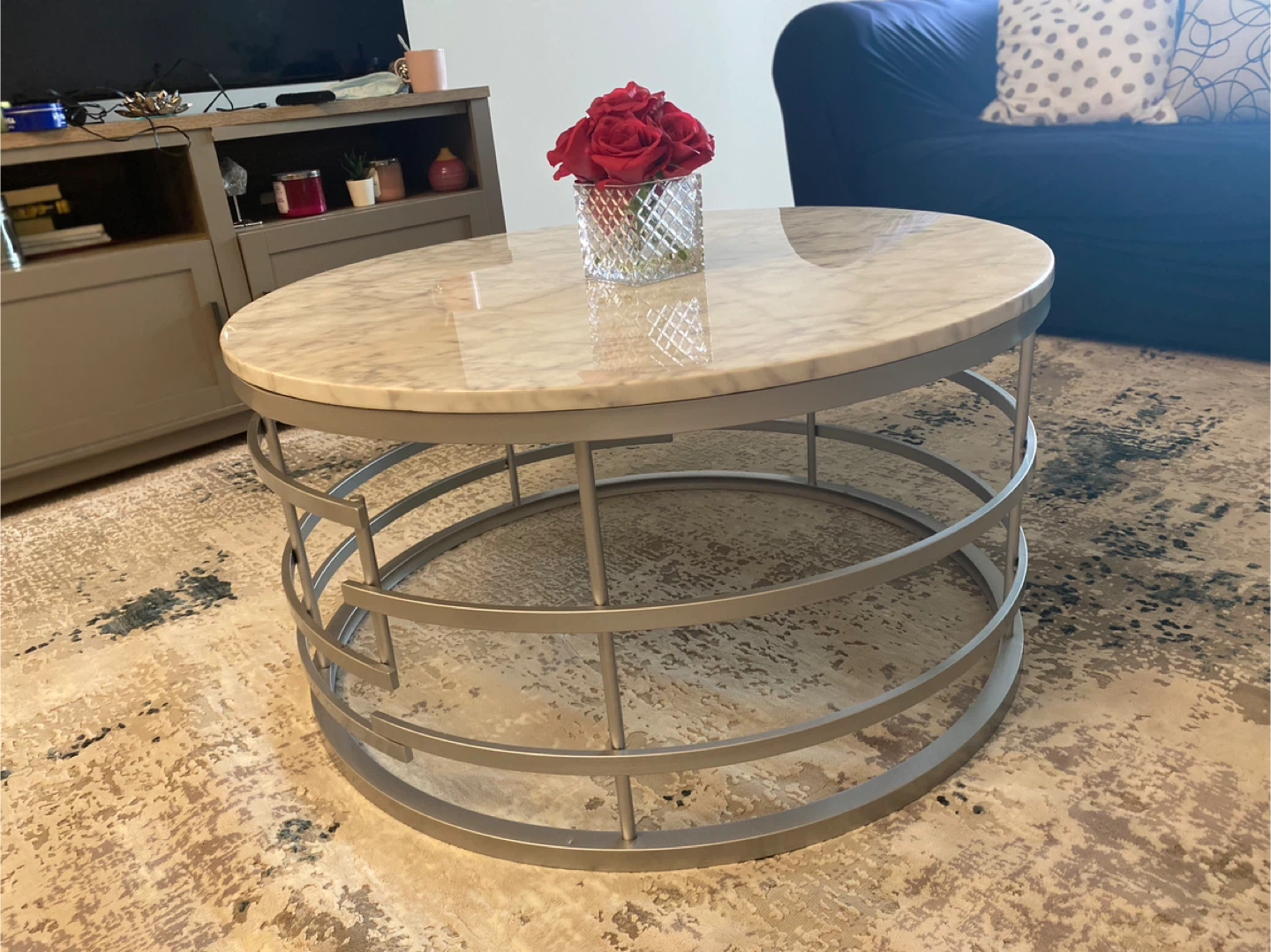 Marble Top Coffee Table with Metal Base - photo 2