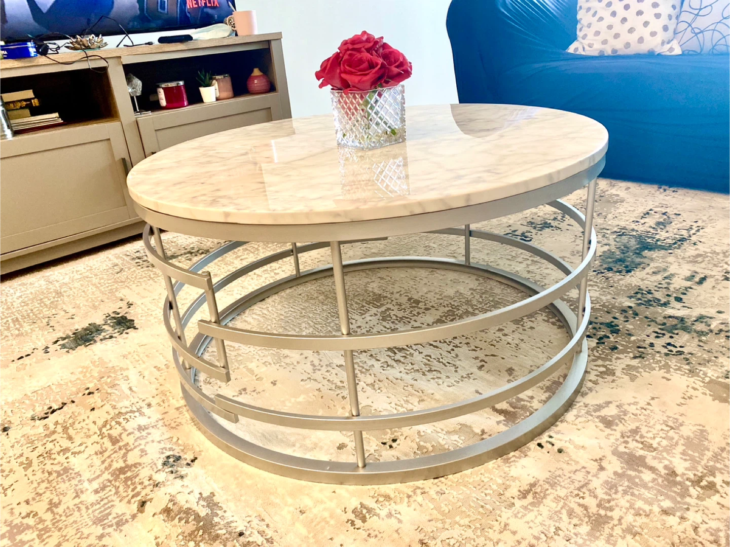 Marble Top Coffee Table with Metal Base - photo 3