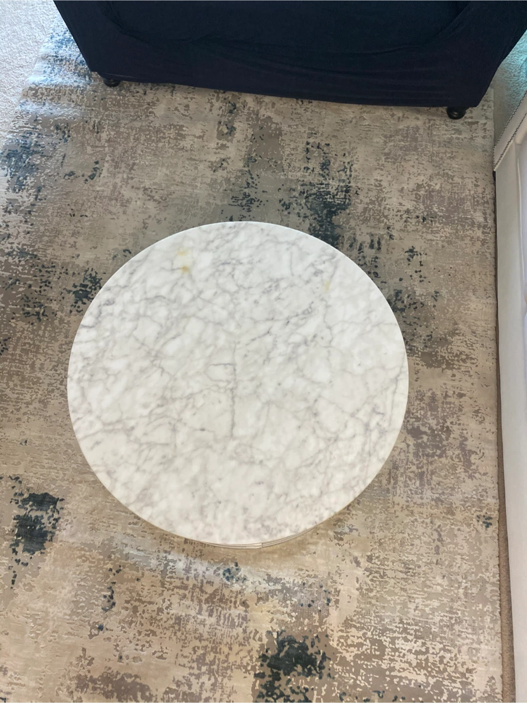 Marble Top Coffee Table with Metal Base