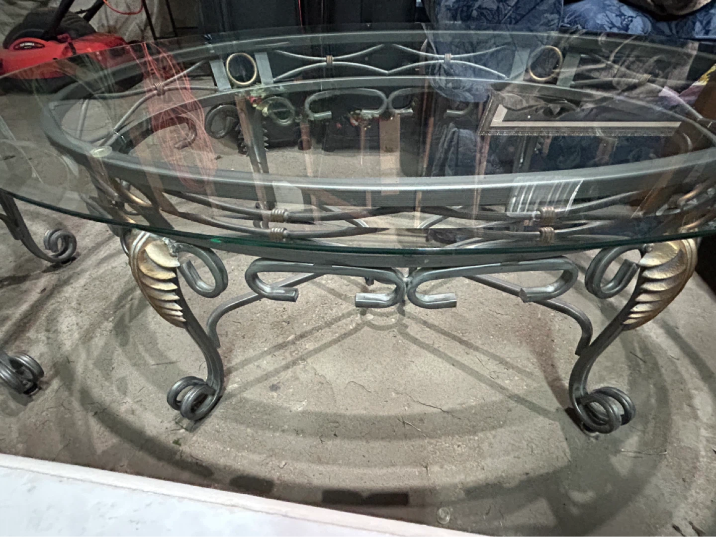 Ornate Metal & Glass Coffee Table