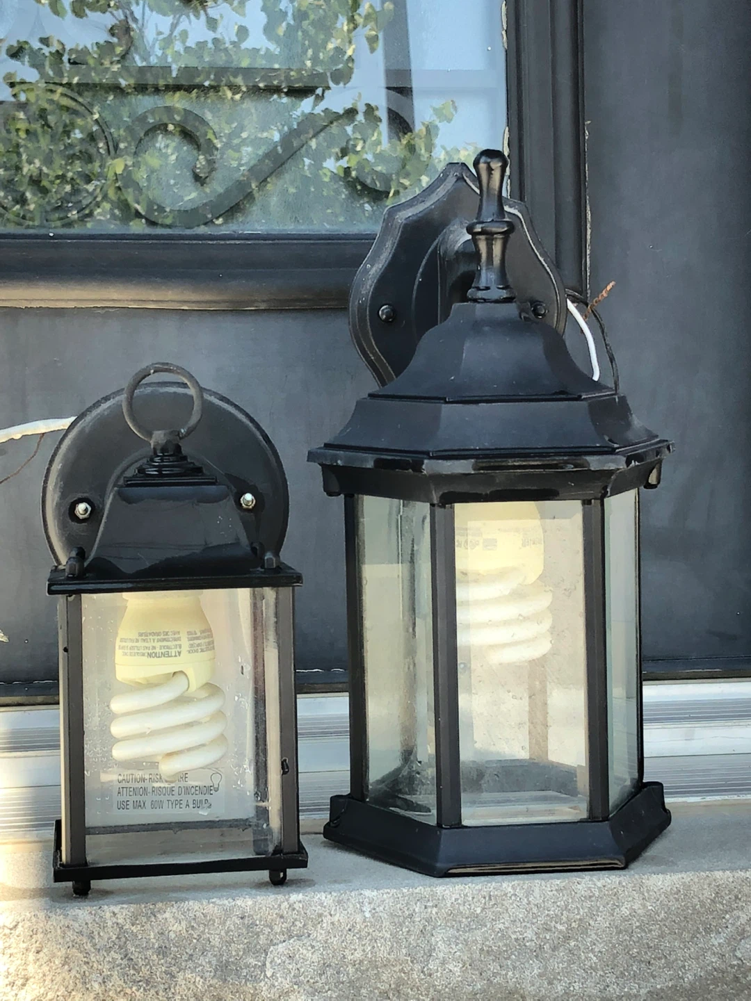 Black Outdoor Wall Lantern with CFL Bulb