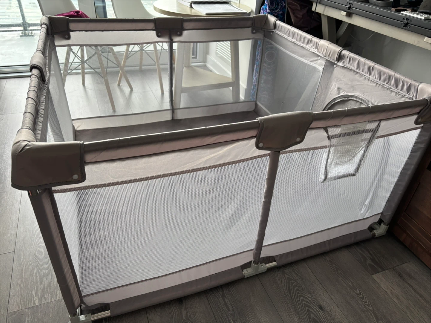 Grey Playpen with Zipper Door