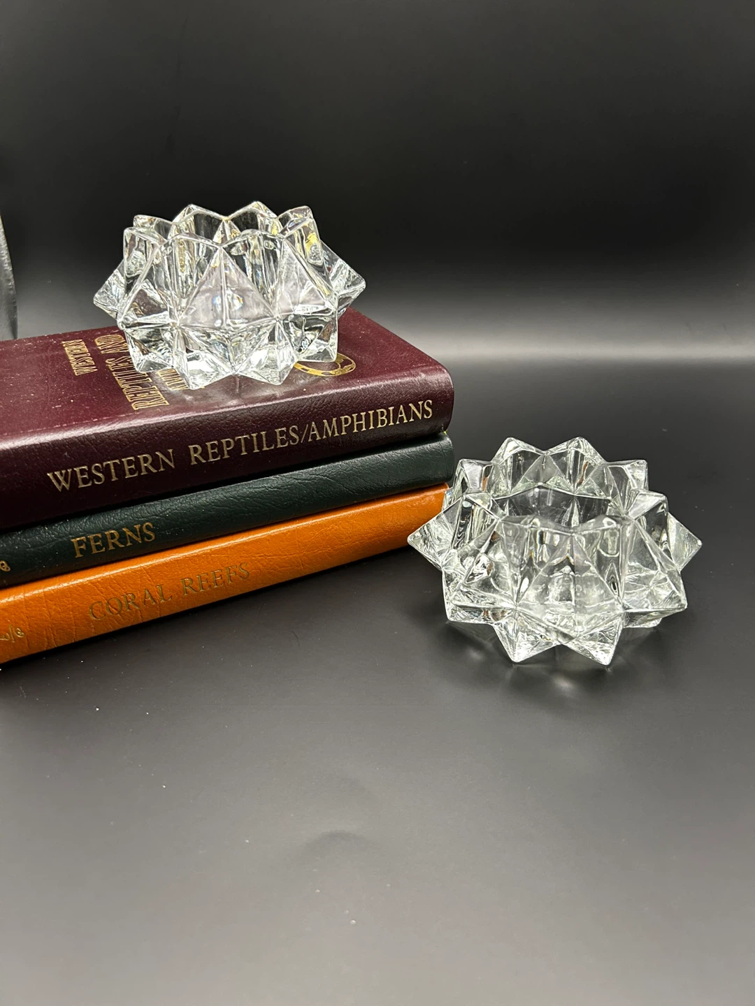 Set of 2 Clear Starburst Glass Votive Candle Holders - photo 2