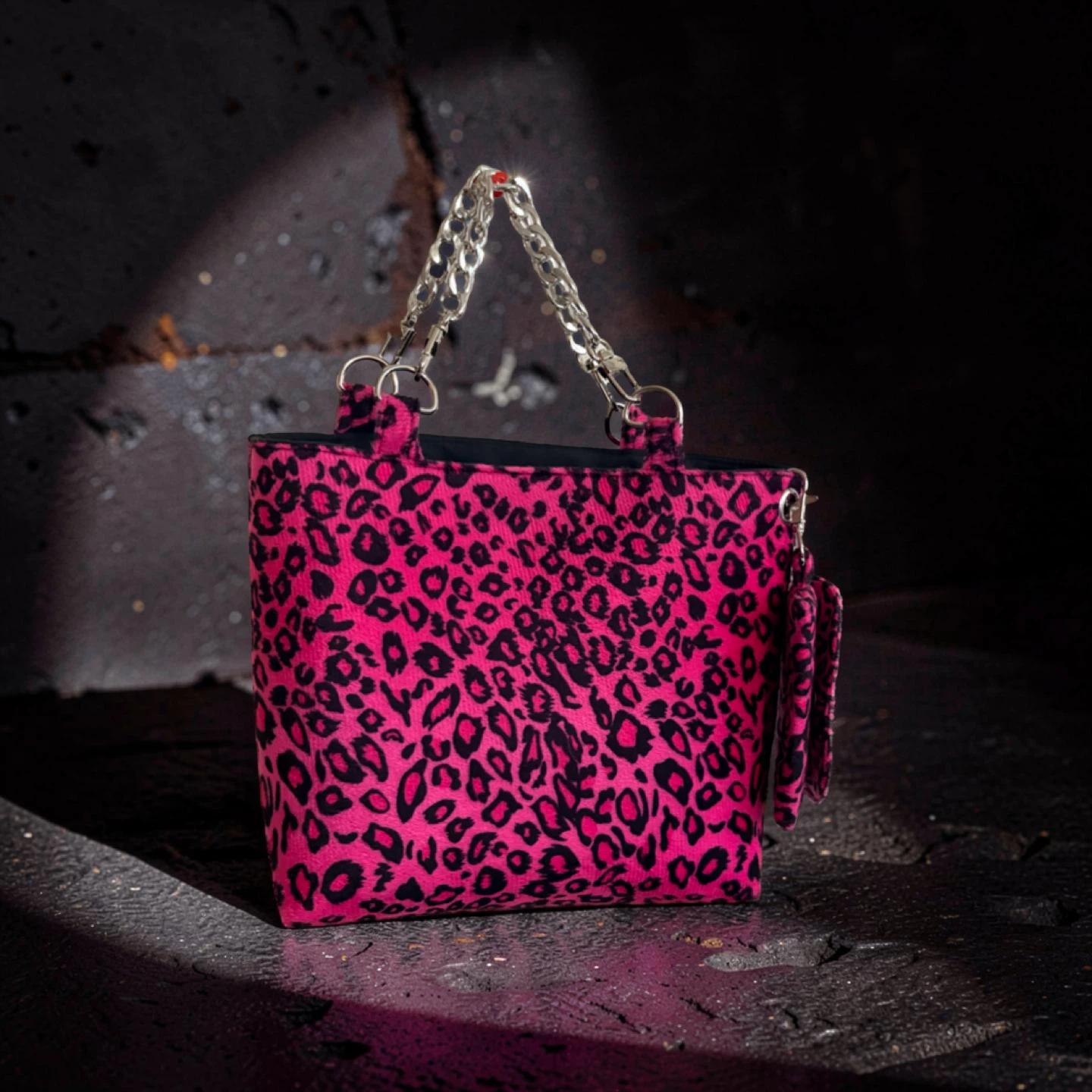 Ink & Stitch Handmade Pink Leopard Print Mini Tote Bag