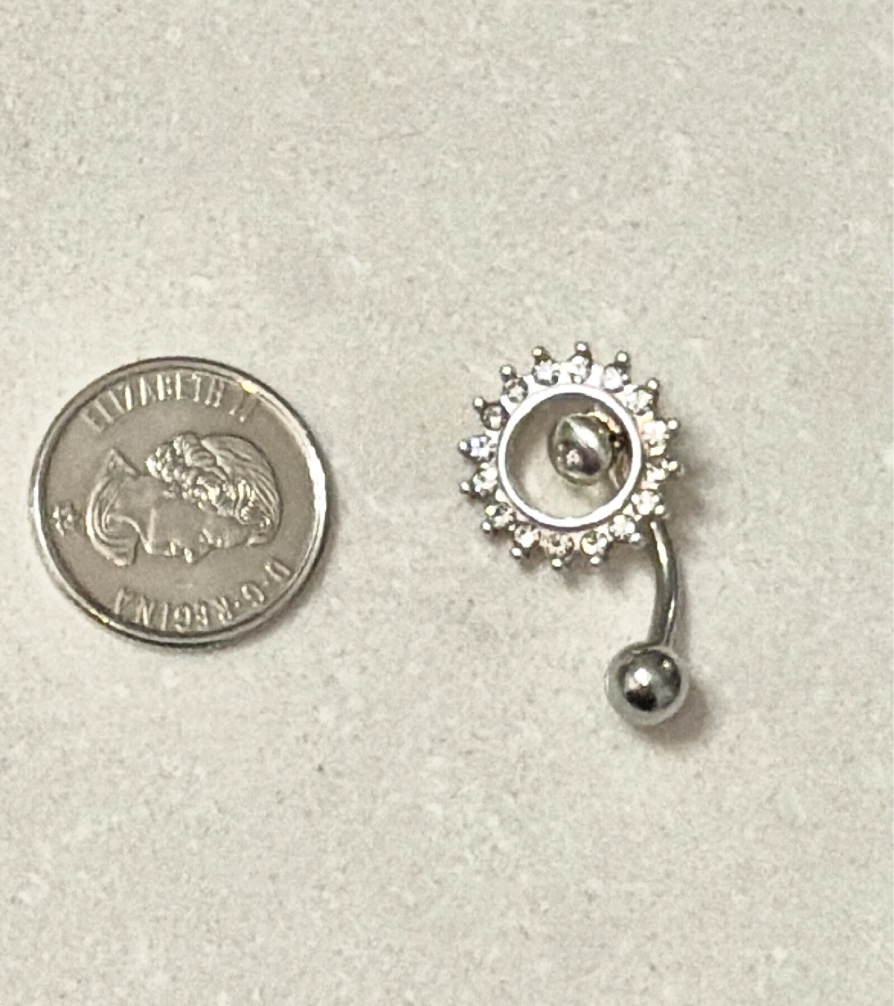 925 Sterling Silver Sun Belly Button Movable Ring with CZ - photo 3